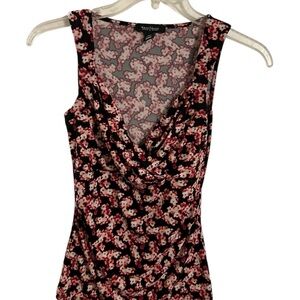 White House Black Market Floral Sleeveless Tank - Black and Pink